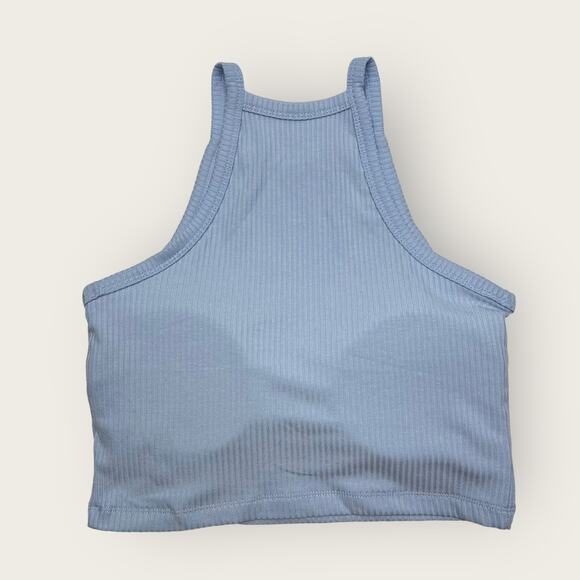 Klassy Network High Neck Crop Top | Small | Sky Blue Brami Festival Babygirl Rib - Picture 5 of 8